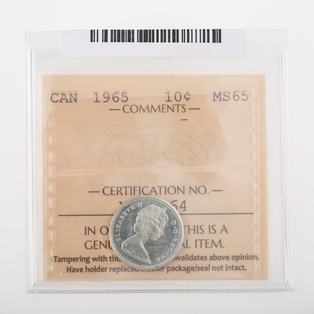 10 Cent 1965 ICCS MS-65