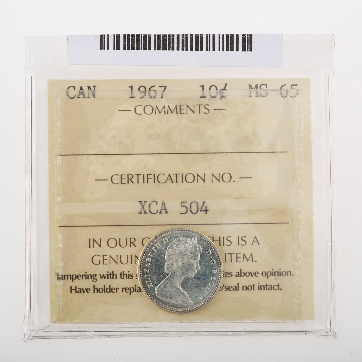 10 Cent 1967 ICCS MS-65