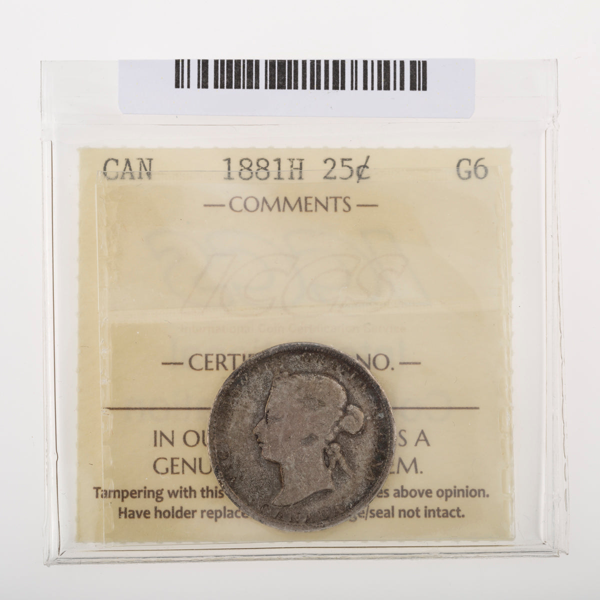 25 Cent 1881H ICCS G-6