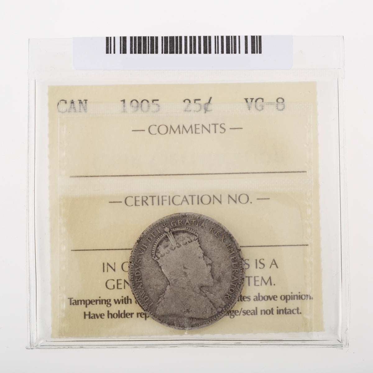 25 Cent 1905 ICCS VG-8