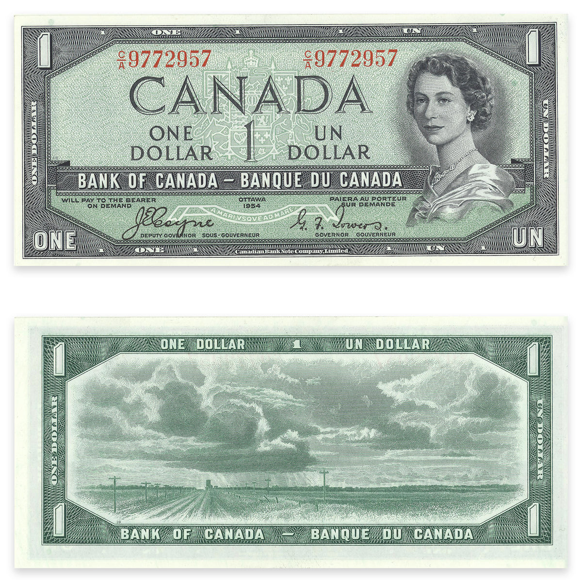 $1 1954 Devil's Face Series BC-29a Consecutive Pair Coyne-Towers Prefix C/A CUNC-64