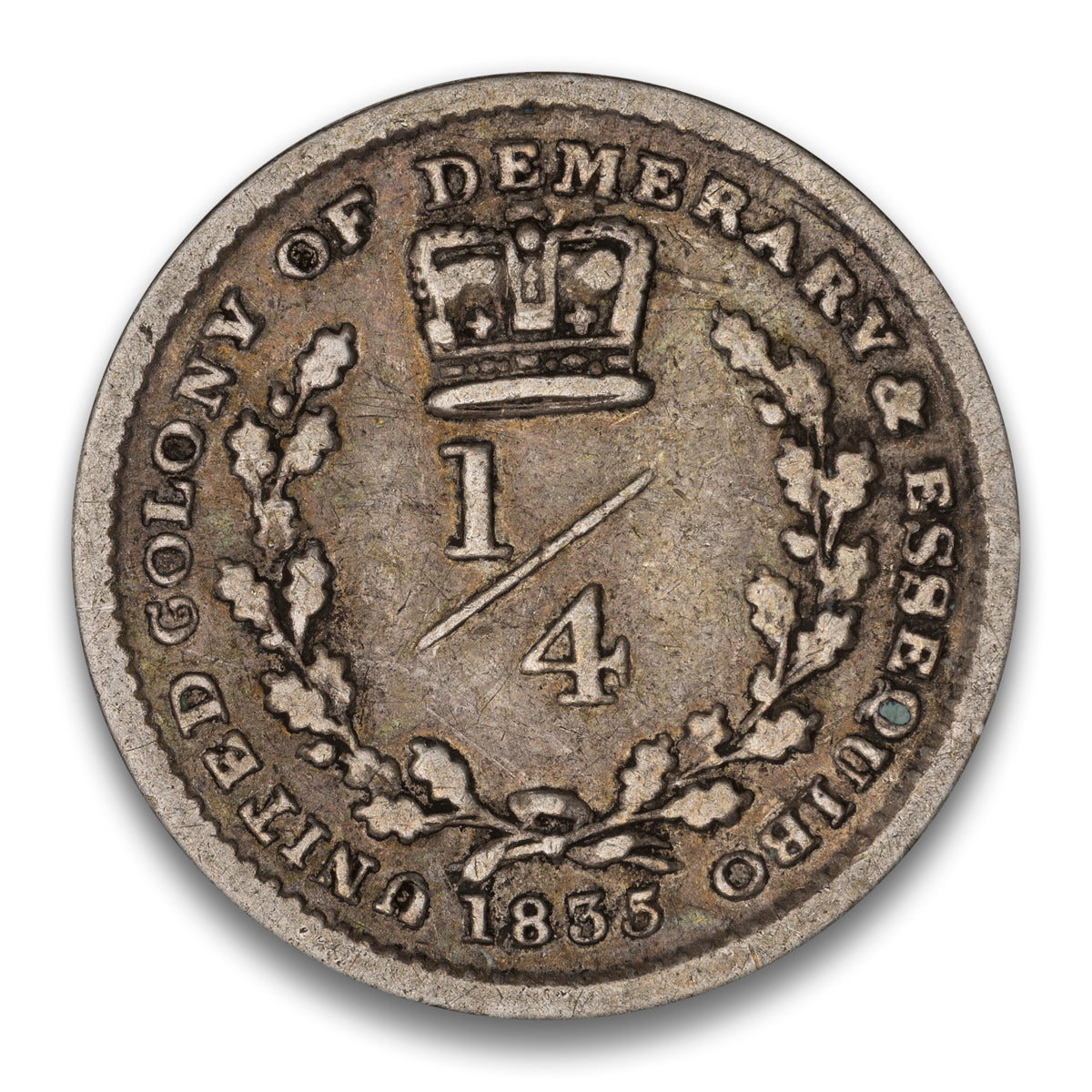 Essequibo & Demerary Silver 1/4 Guilder 1835