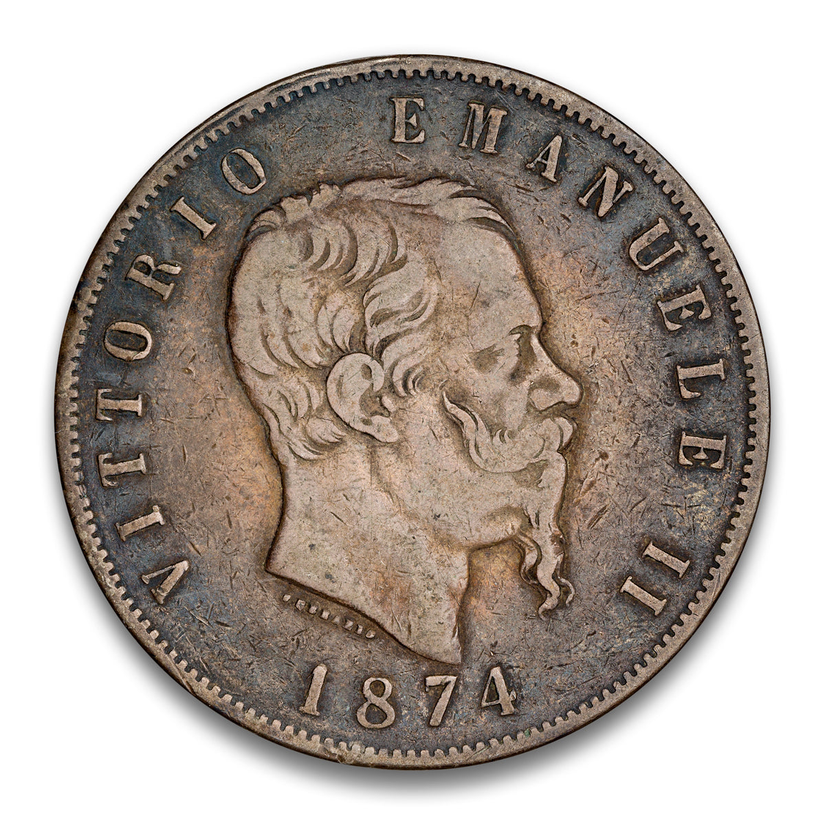 Italy Silver 5 Lire 1874 MBN