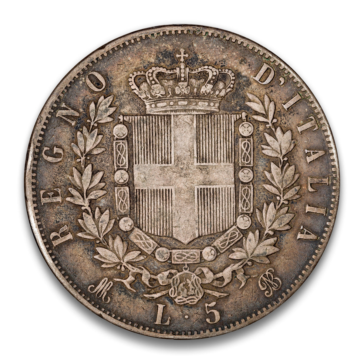 イタリア　5リラ　銀貨　1874年　5lire Italy Silver 5 Lire 1874 MBN