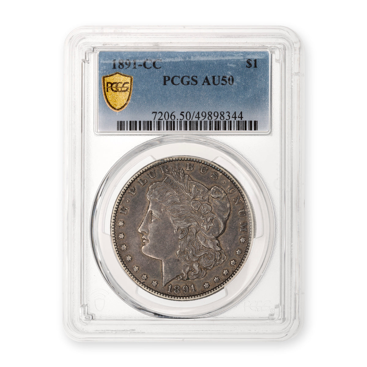 US $1 1891CC Morgan Dollar PCGS AU-50