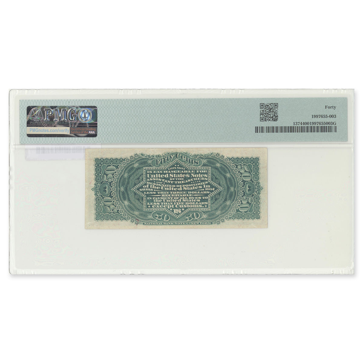 50 Cents 1863 USA Fr#1374 Allison-Spinner PMG EF-40