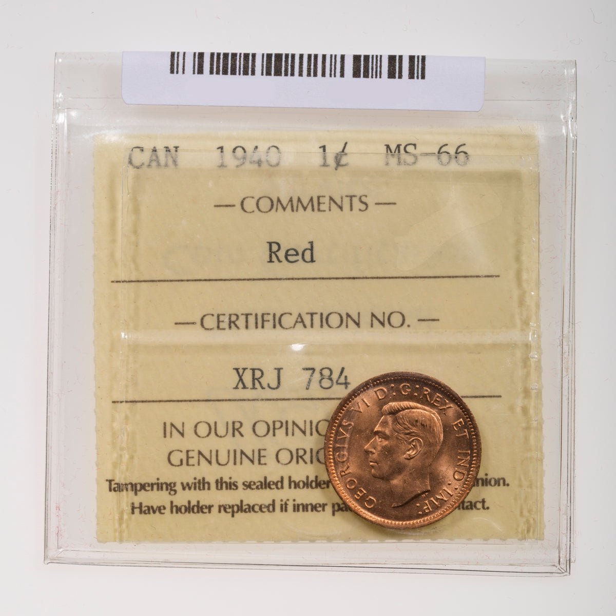 1 Cent 1940 ICCS MS-66