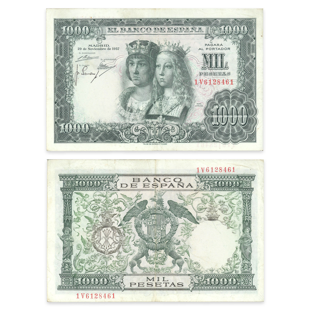 Spain 1000 Pesatas 1957 KM 149a VF-20