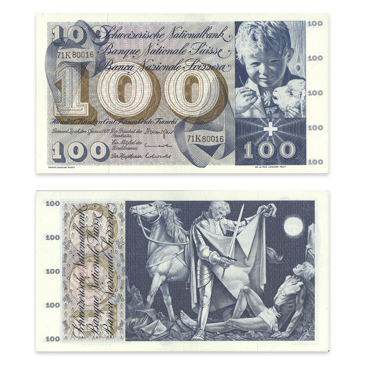 Switzerland 100 Franken 1970 KM 49l VF-35