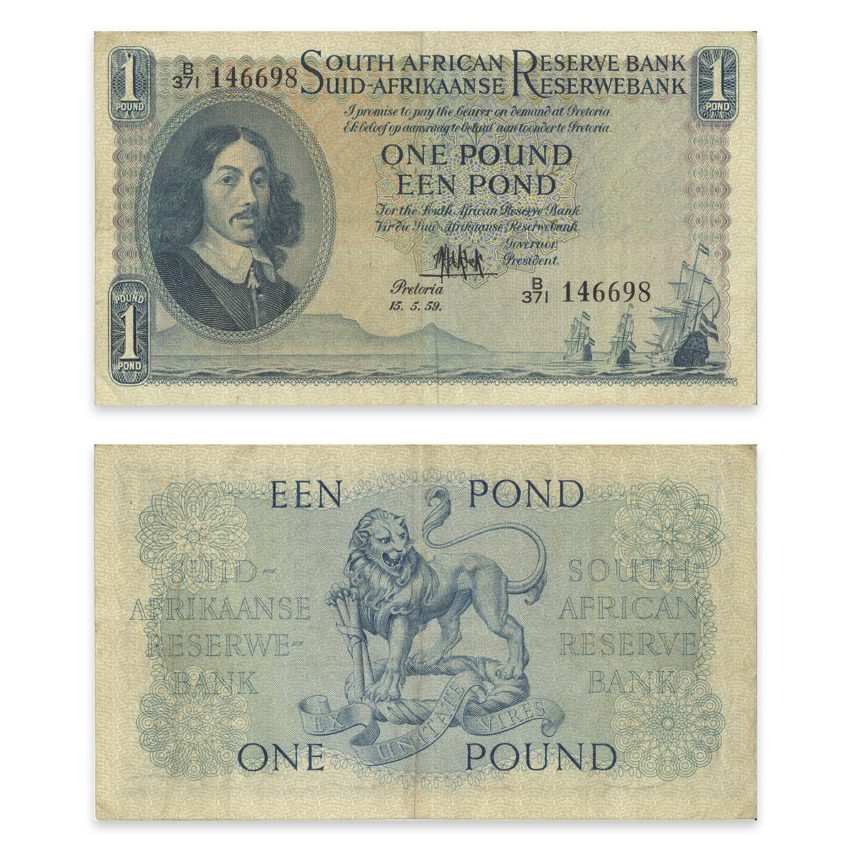 South Africa 1 Pond 1959 KM 92d VF-20