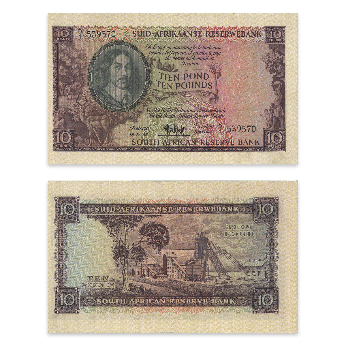 South Africa 10 Ponds 1952 KM 99 EF-40