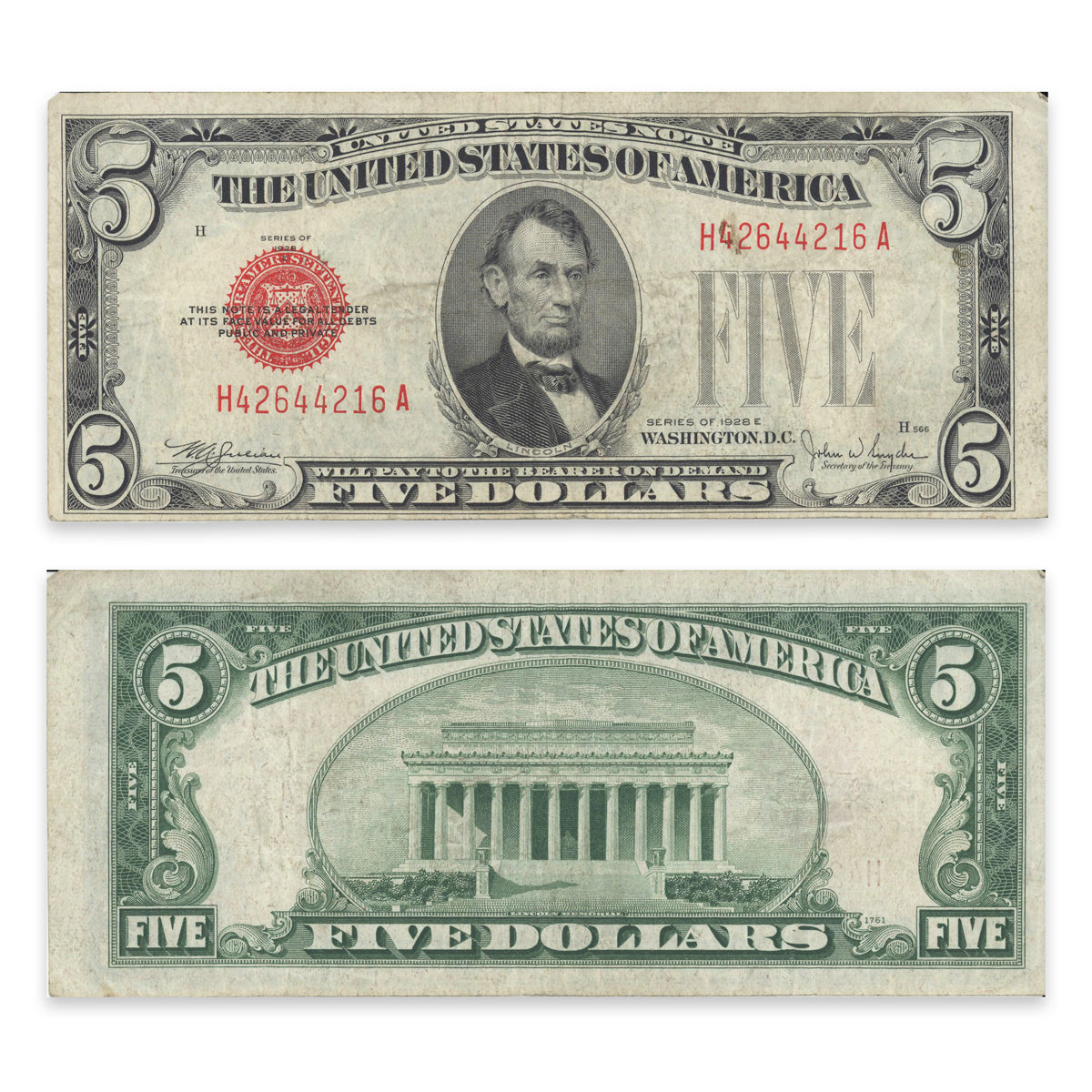 $5 1928 E FR #1530 Julian-Snyder Prefix H Suffix A F-12