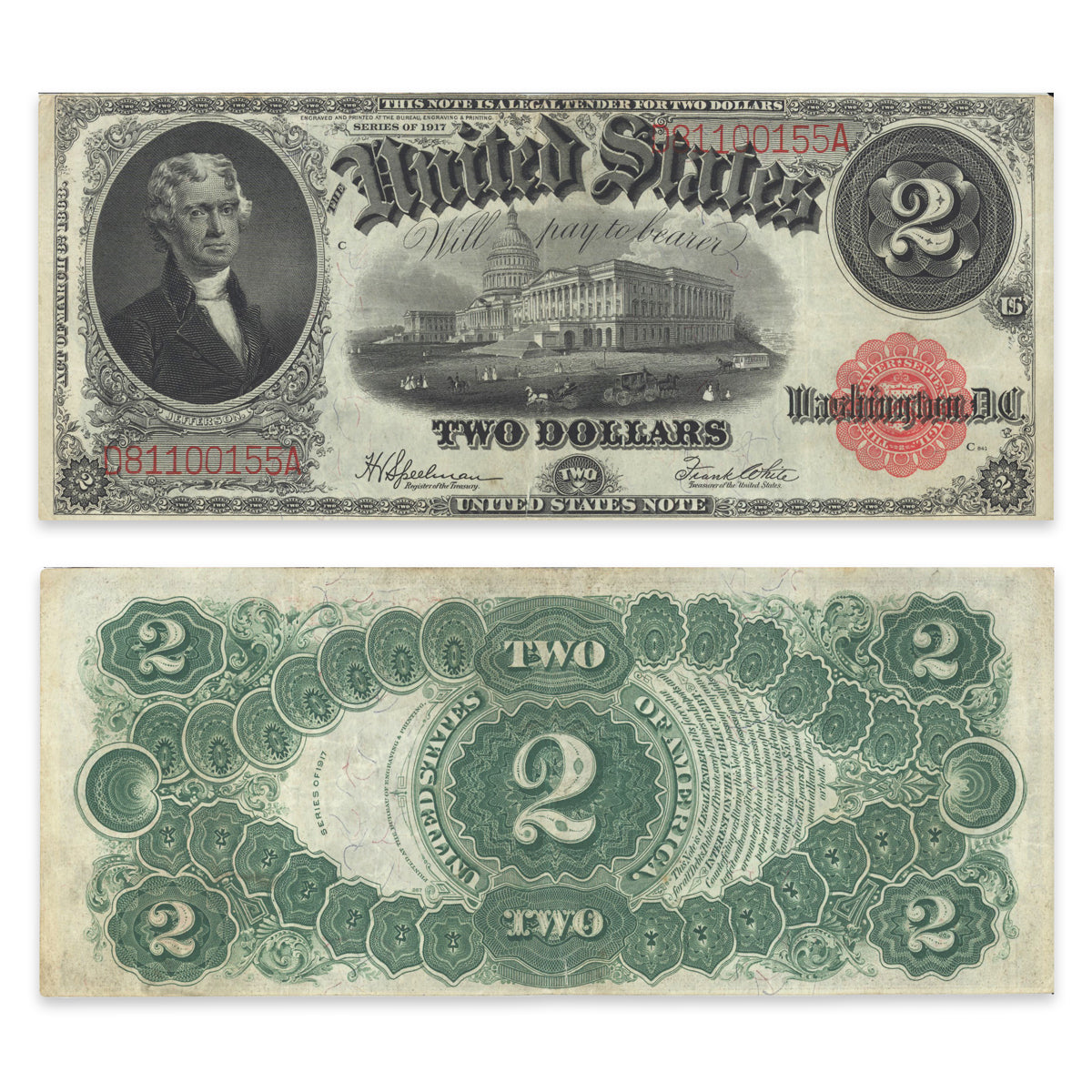 $2 1917 FR #60 Speelman-White Prefix D Suffix A VF-20