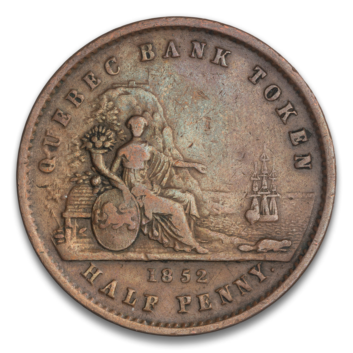 Quebec Bank Base 1/2 penny token 1852