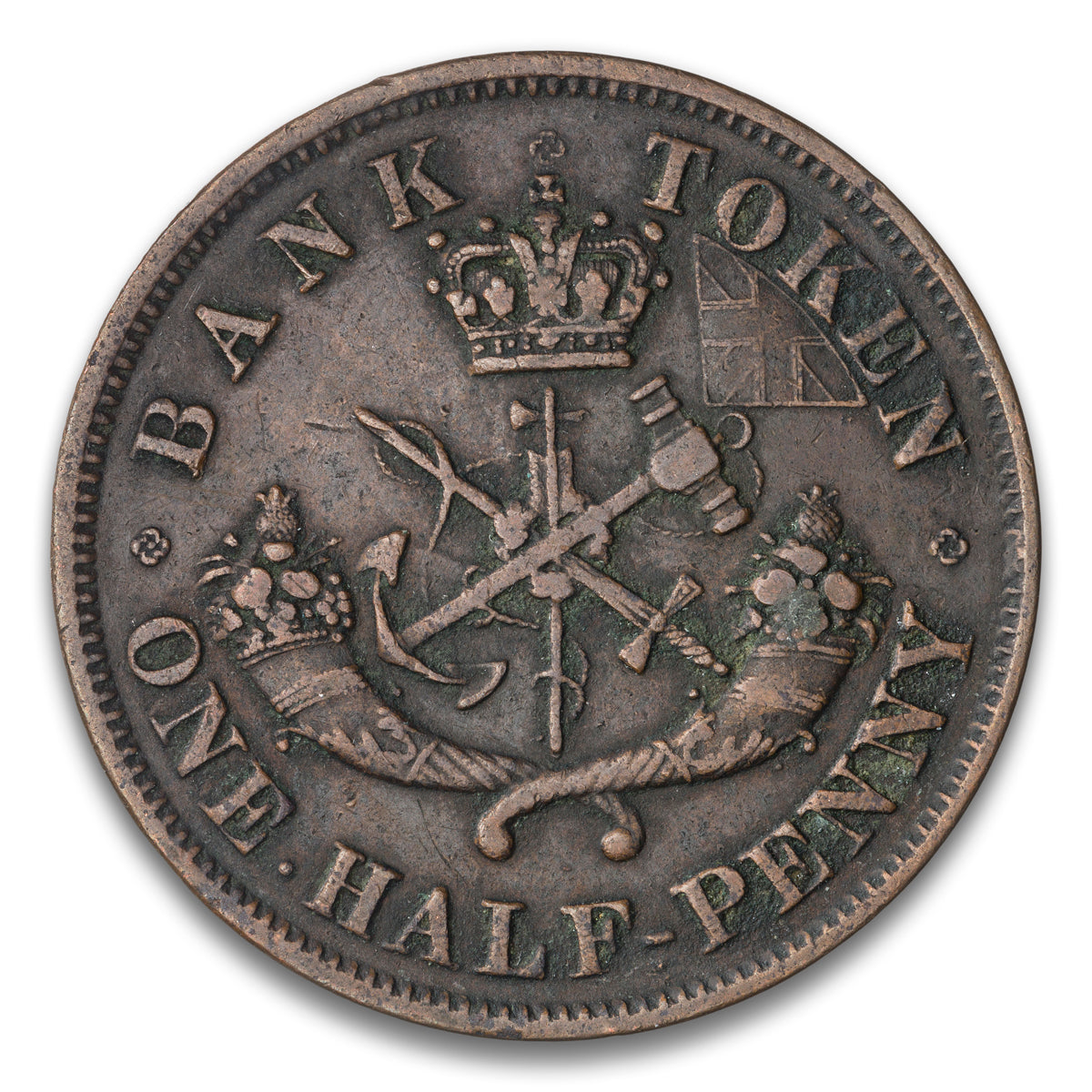 Bank of Upper Canada Base 1/2 penny token 1852