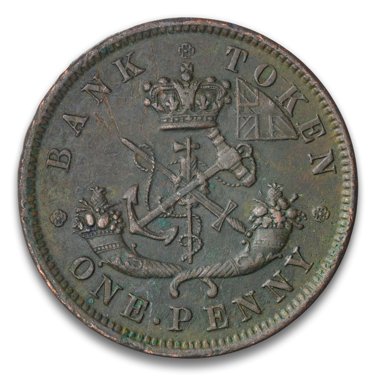 Bank of Upper Canada Base 1 penny token 1850