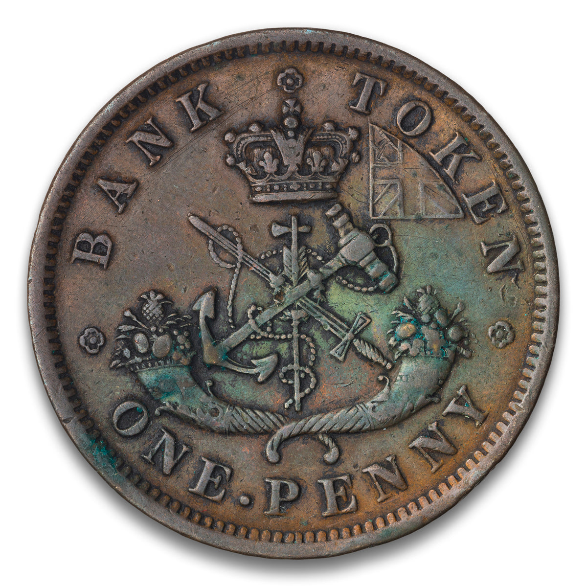 Bank of Upper Canada Base 1 penny token 1857