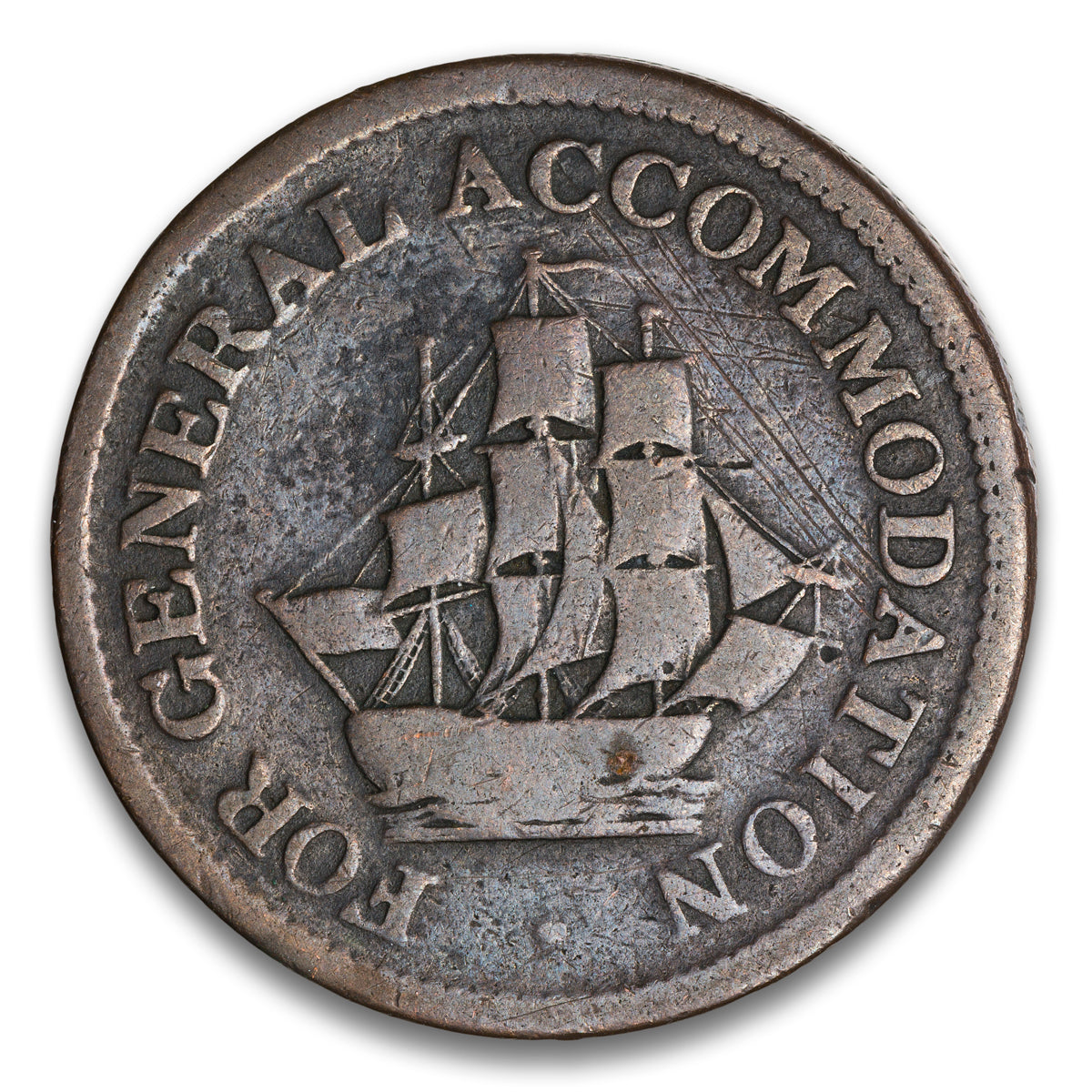 For General Accommodation Pure Copper Preferable to Paper Base 1/2 penny token