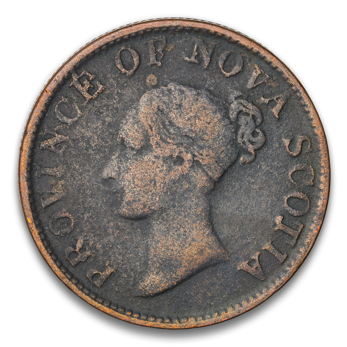 Province of Nova Scotia Large 'O' Base 1/2 penny token 1840