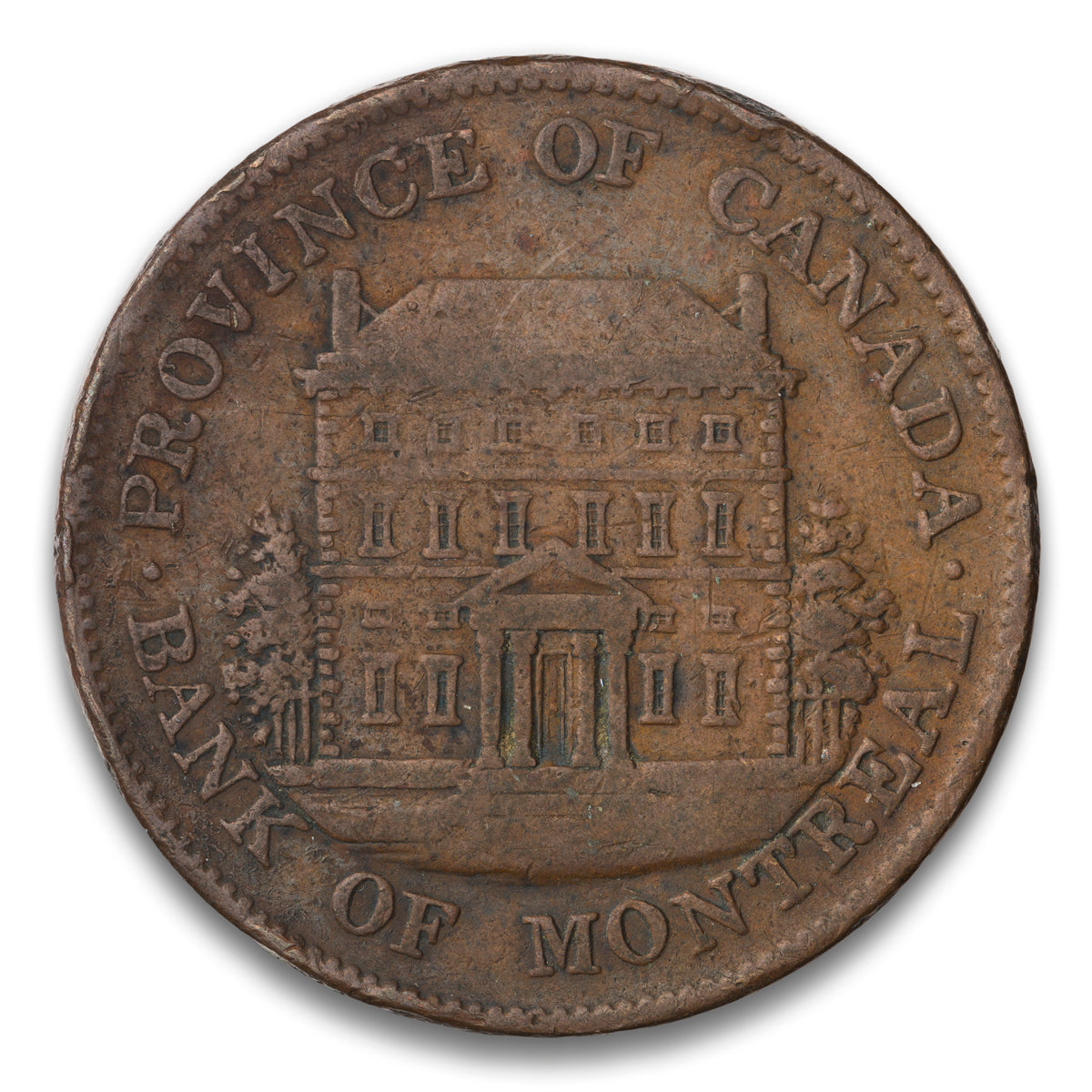 Bank of Montreal Heavy Trees Base 1/2 penny token 1842