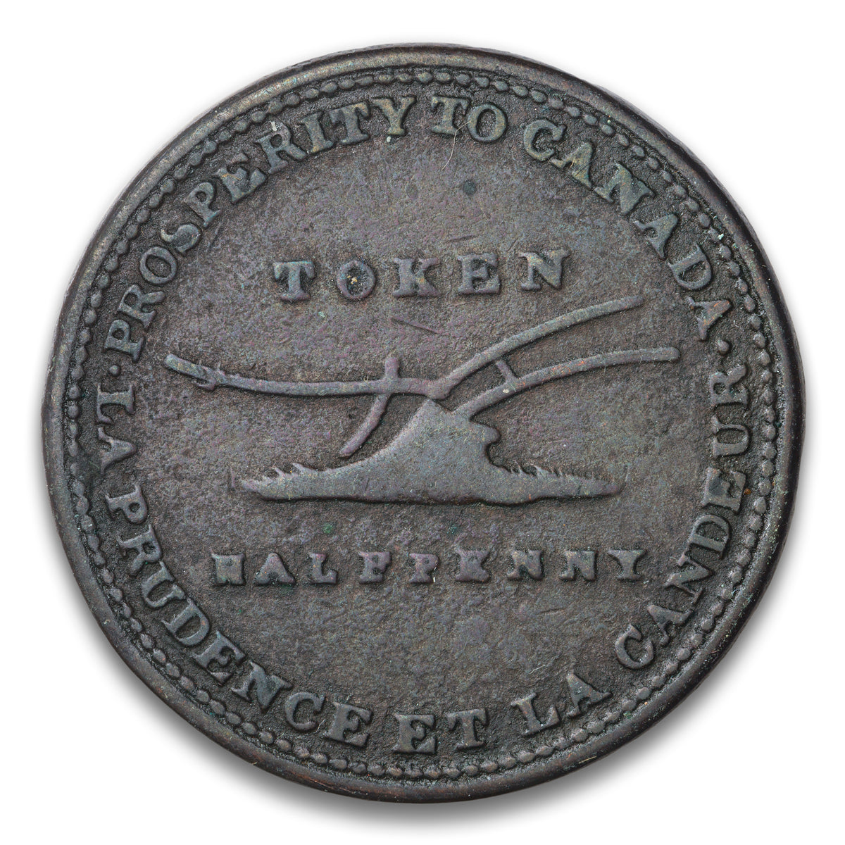 Lesslie & Sons York, Kingston & Dundas Base 1/2 penny token 1824