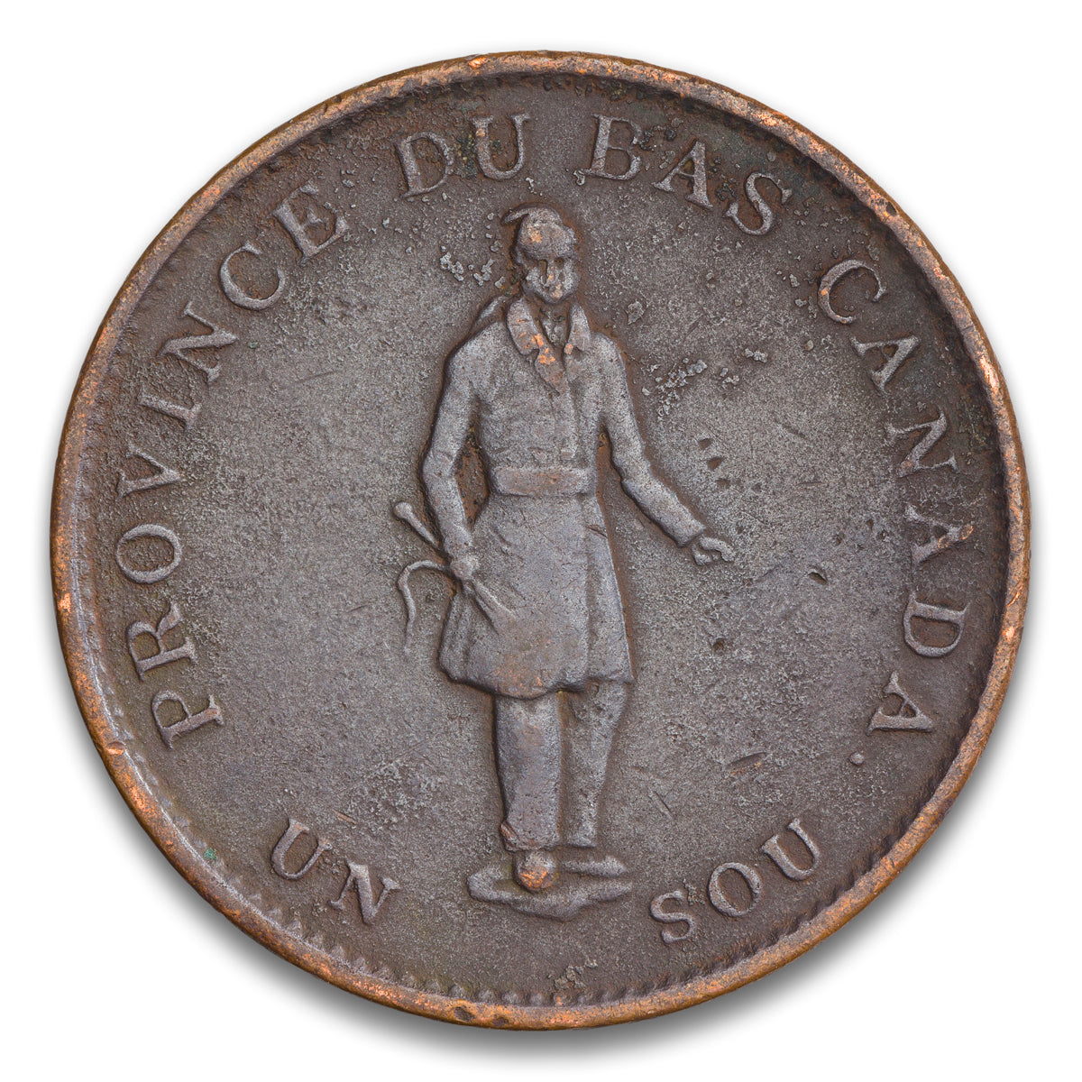 Quebec Bank In Line Base 1/2 penny token 1837