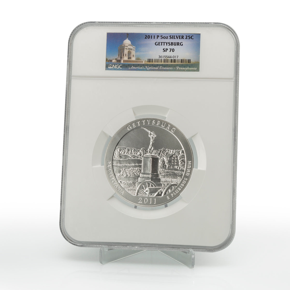 2011 25 Cents SP-70 America's National Treasures: Gettysburg Pennsylvania - Pure Silver Coin