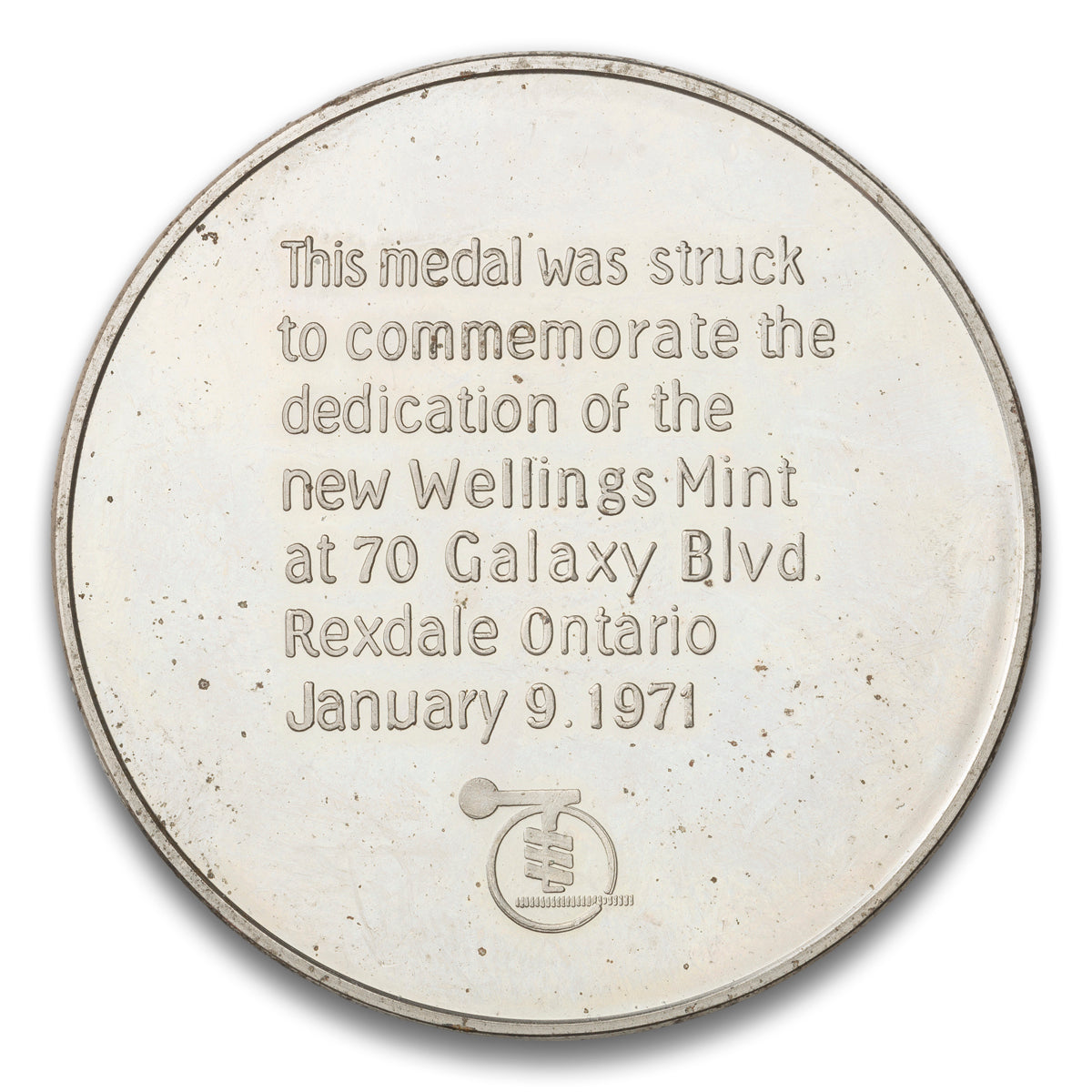 Wellings Mint Rexdale, ON Base medal 1971