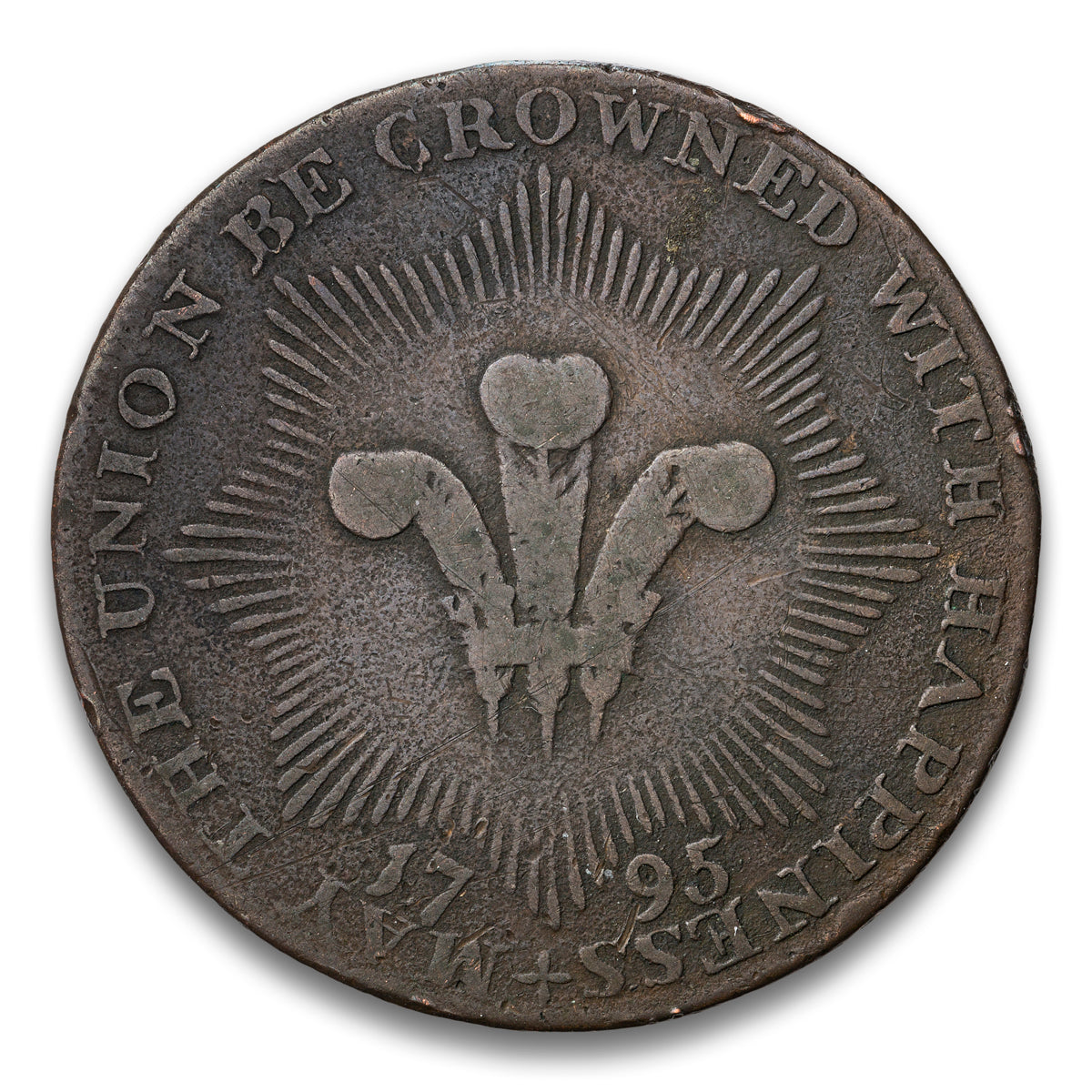 Princess of Wales May the Union be Crowned with Happiness Base 1/2 penny token 1795
