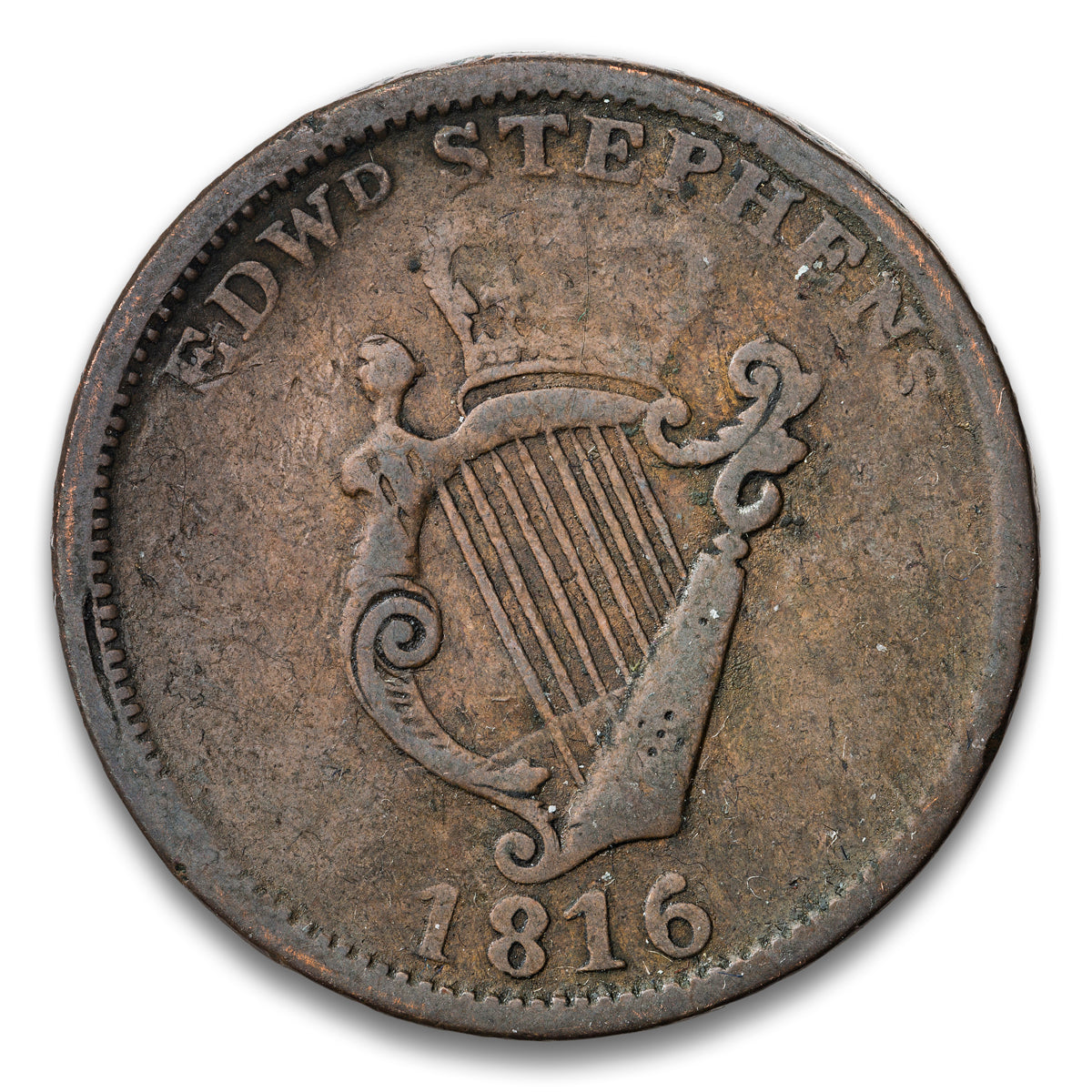 Wellington & Erin Go Bragh (Ireland) Base 1 penny token 1816