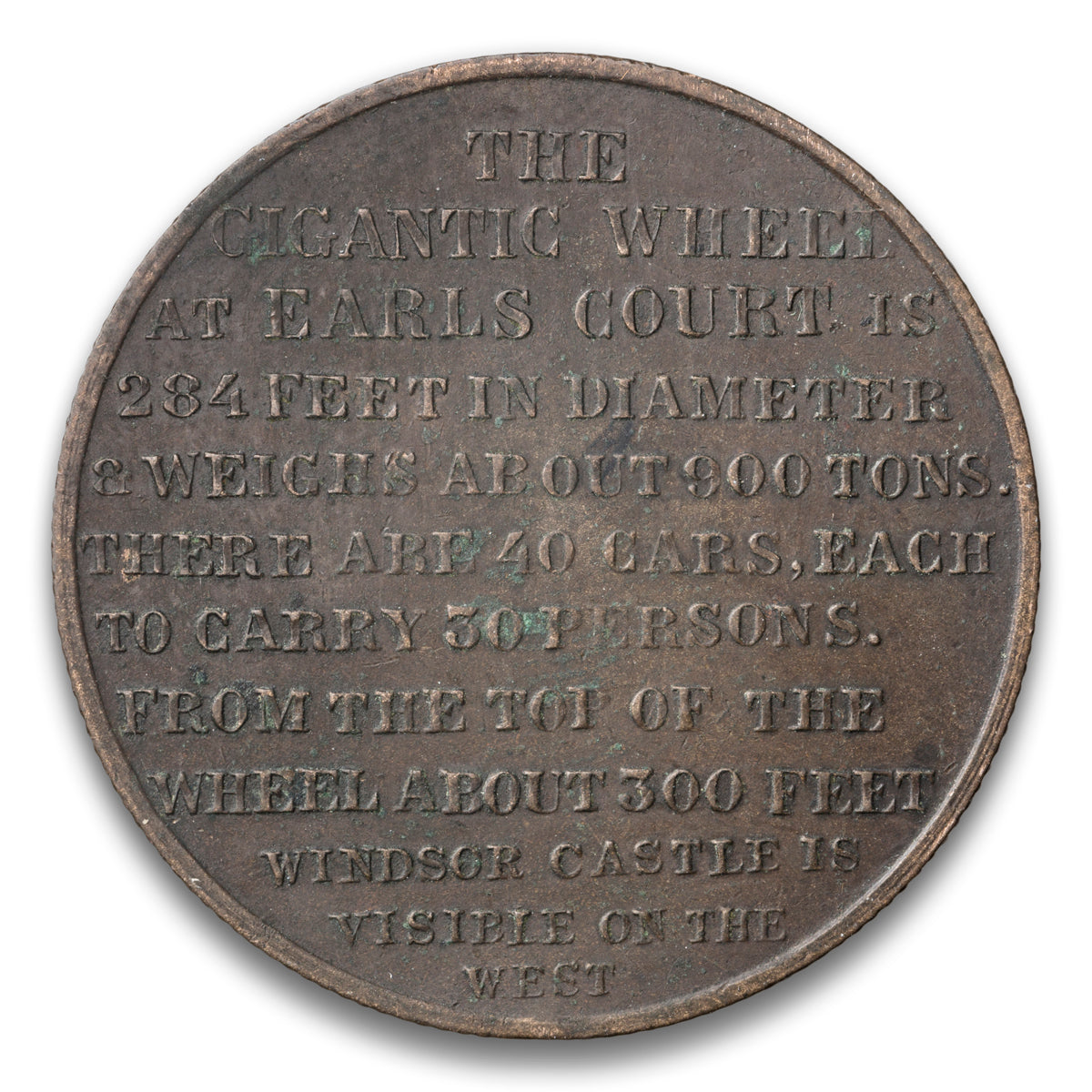 Gigantic Wheel Earls Court United Kingdom Base medal 1897