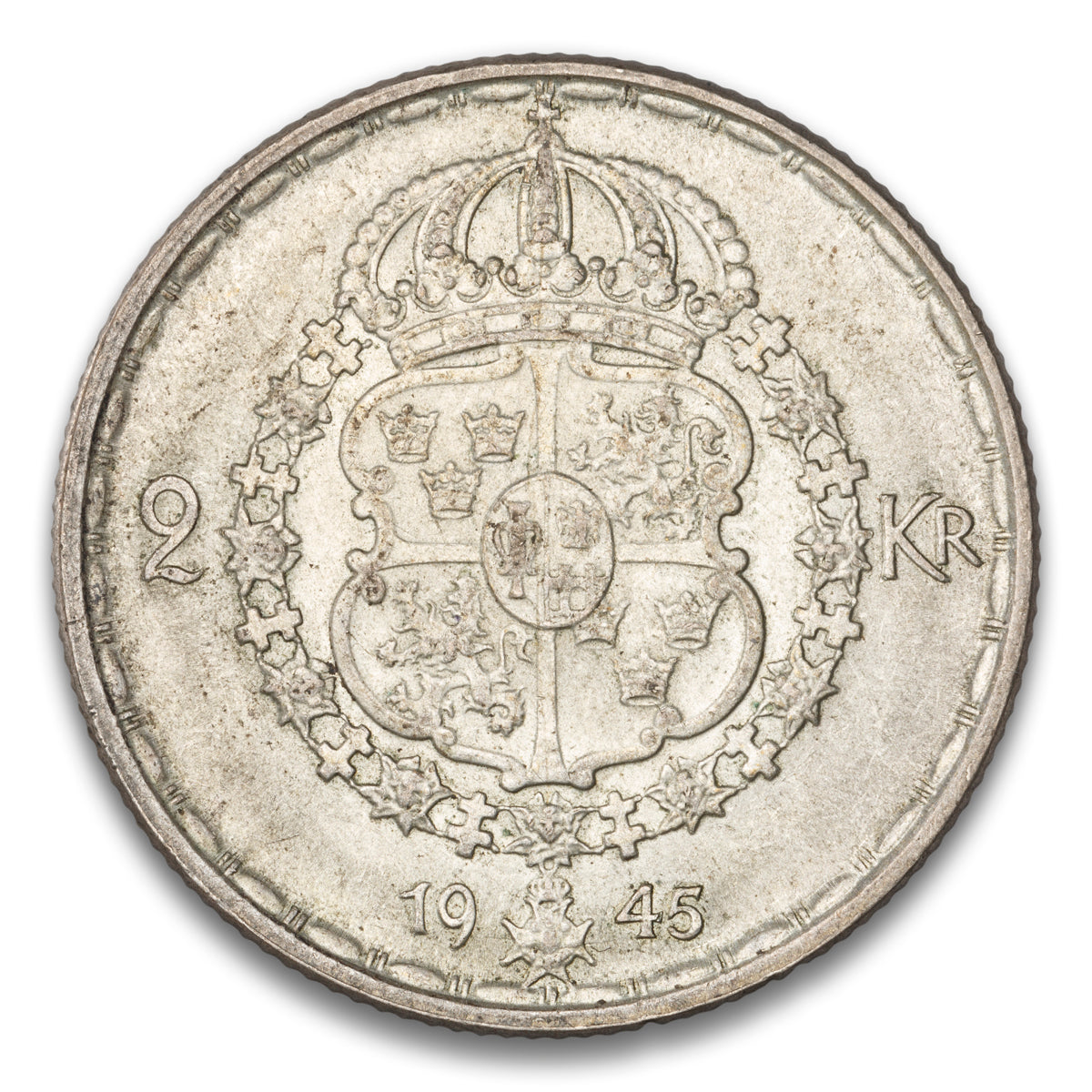 Sweden Silver 2 Kronor 1945 G