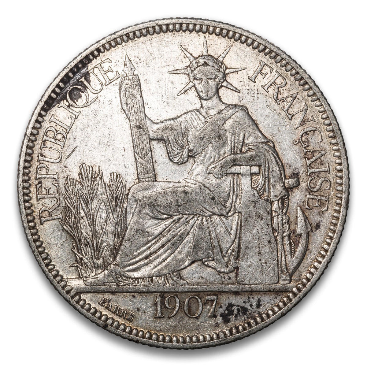 French Indo-China Silver 1 Piastre 1907 A