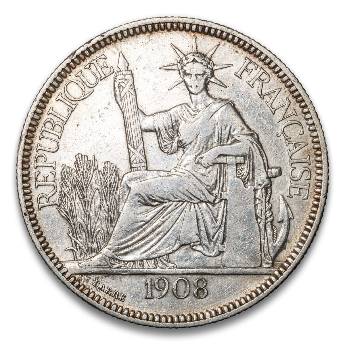 French Indo-China Silver 1 Piastre 1908 A