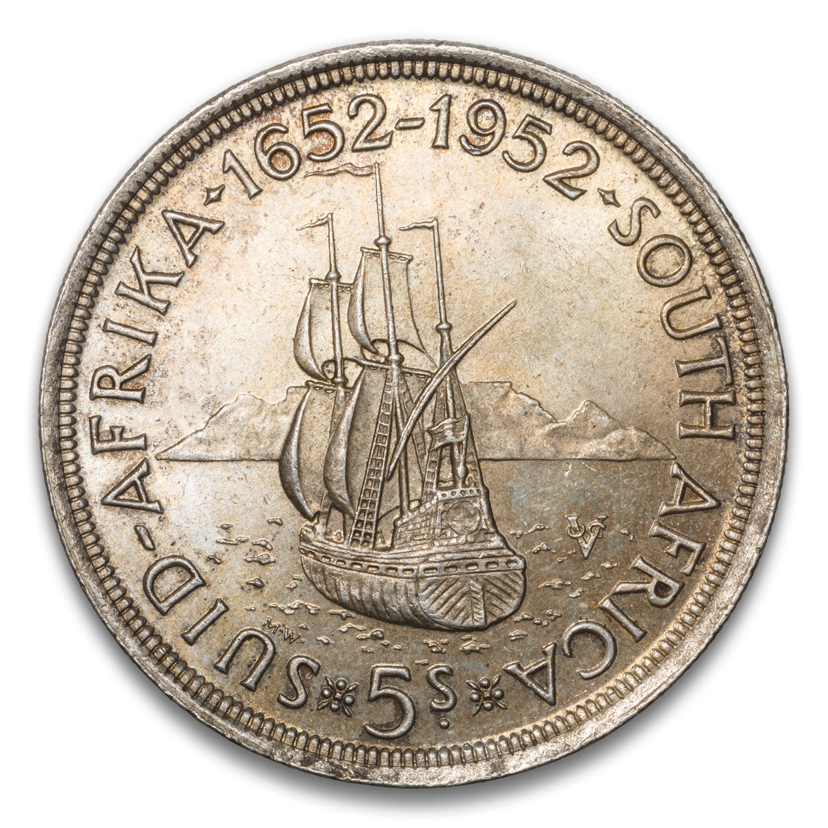 South Africa Silver 5 Shillings 1952