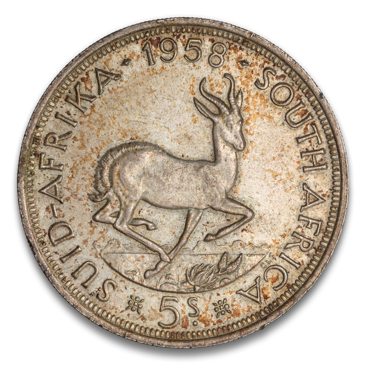 South Africa Silver 5 Shillings 1958