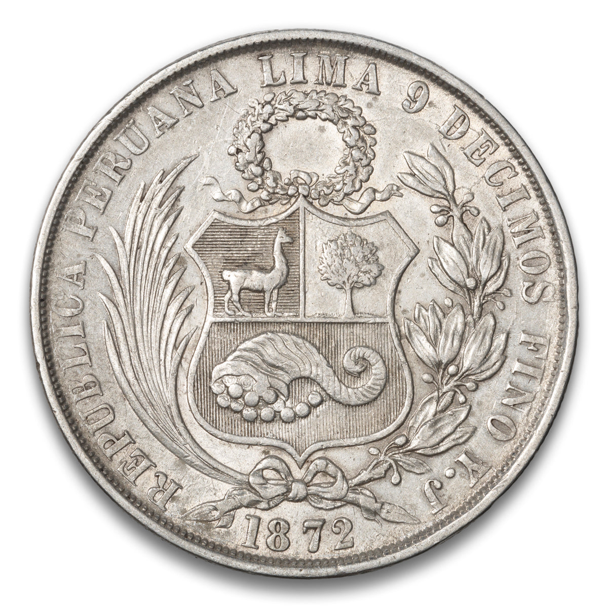 Peru Silver 1 Sol 1872 YJ