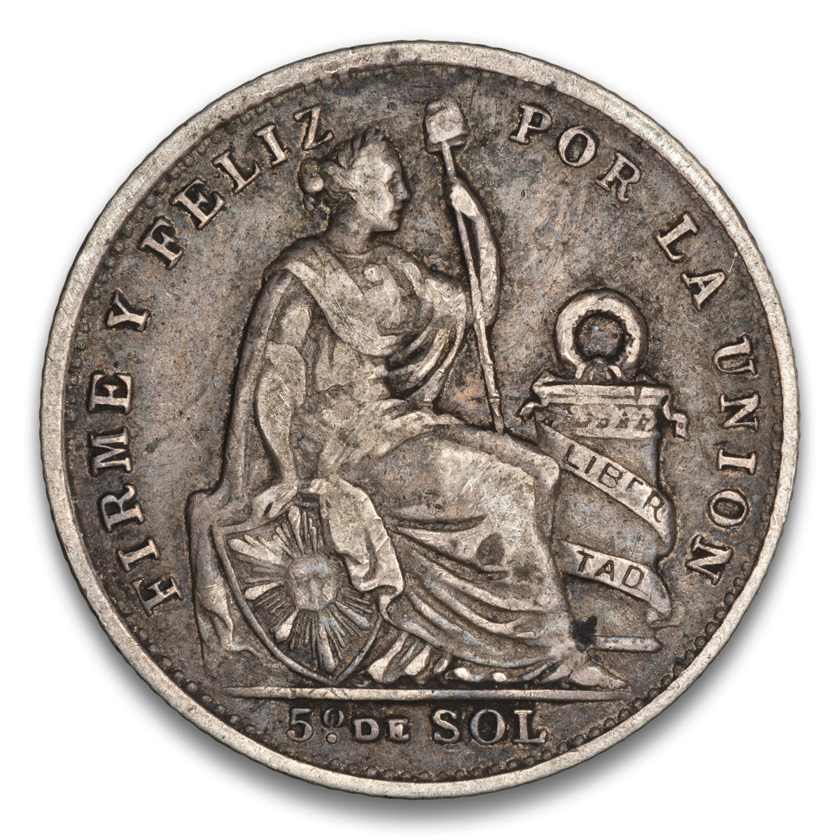 Peru Silver 1/5 Sol 1906