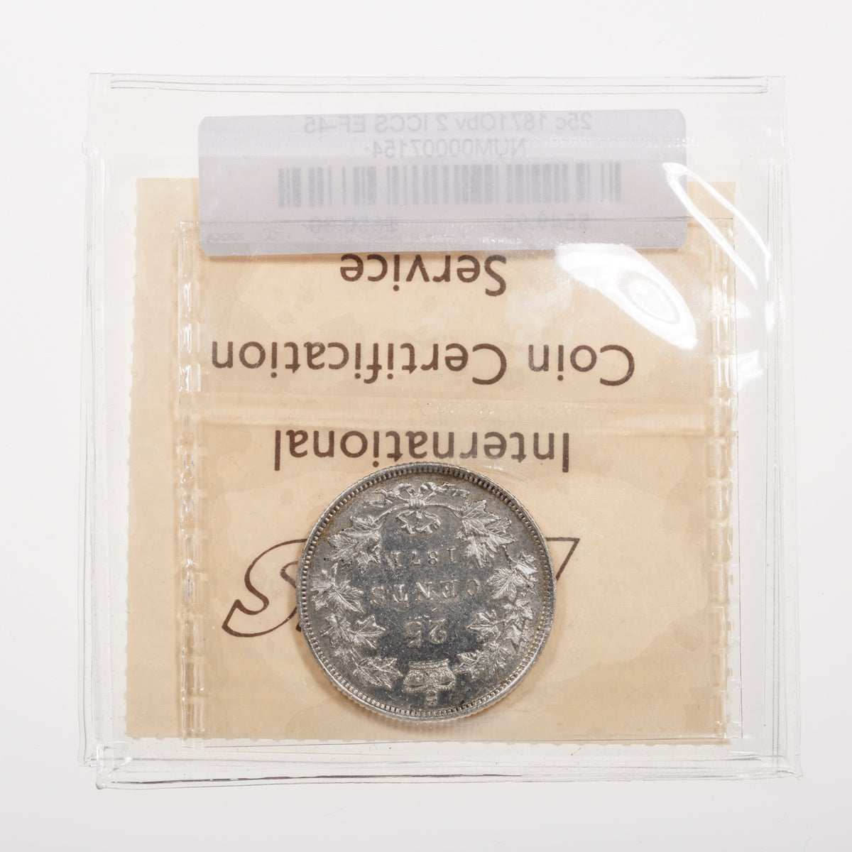 25 Cent 1871Obv 2 ICCS EF-45