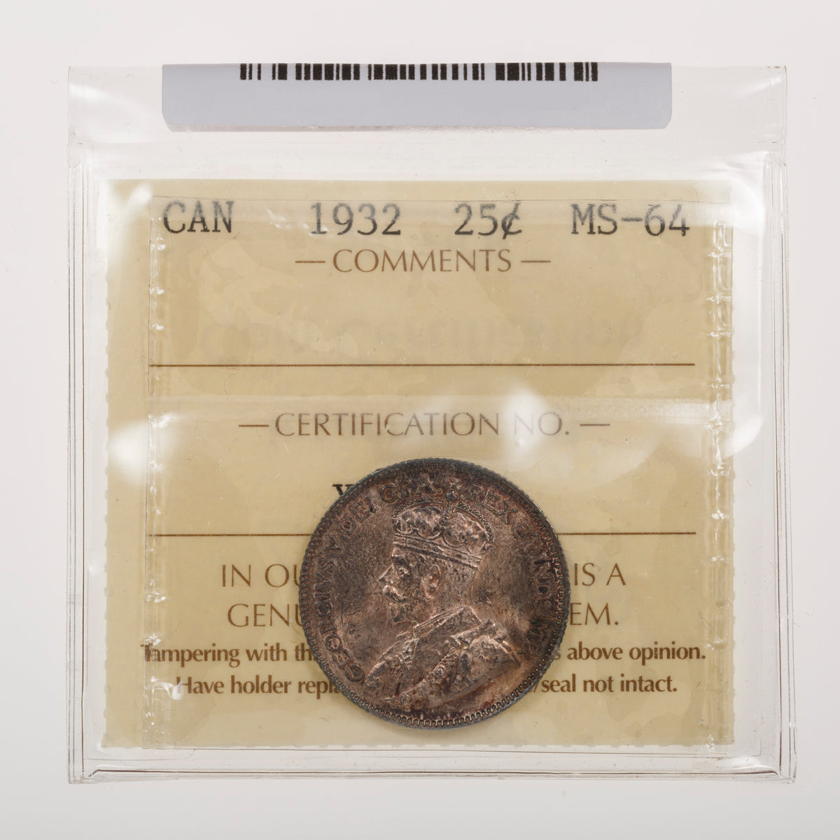 25 Cent 1932 ICCS MS-64