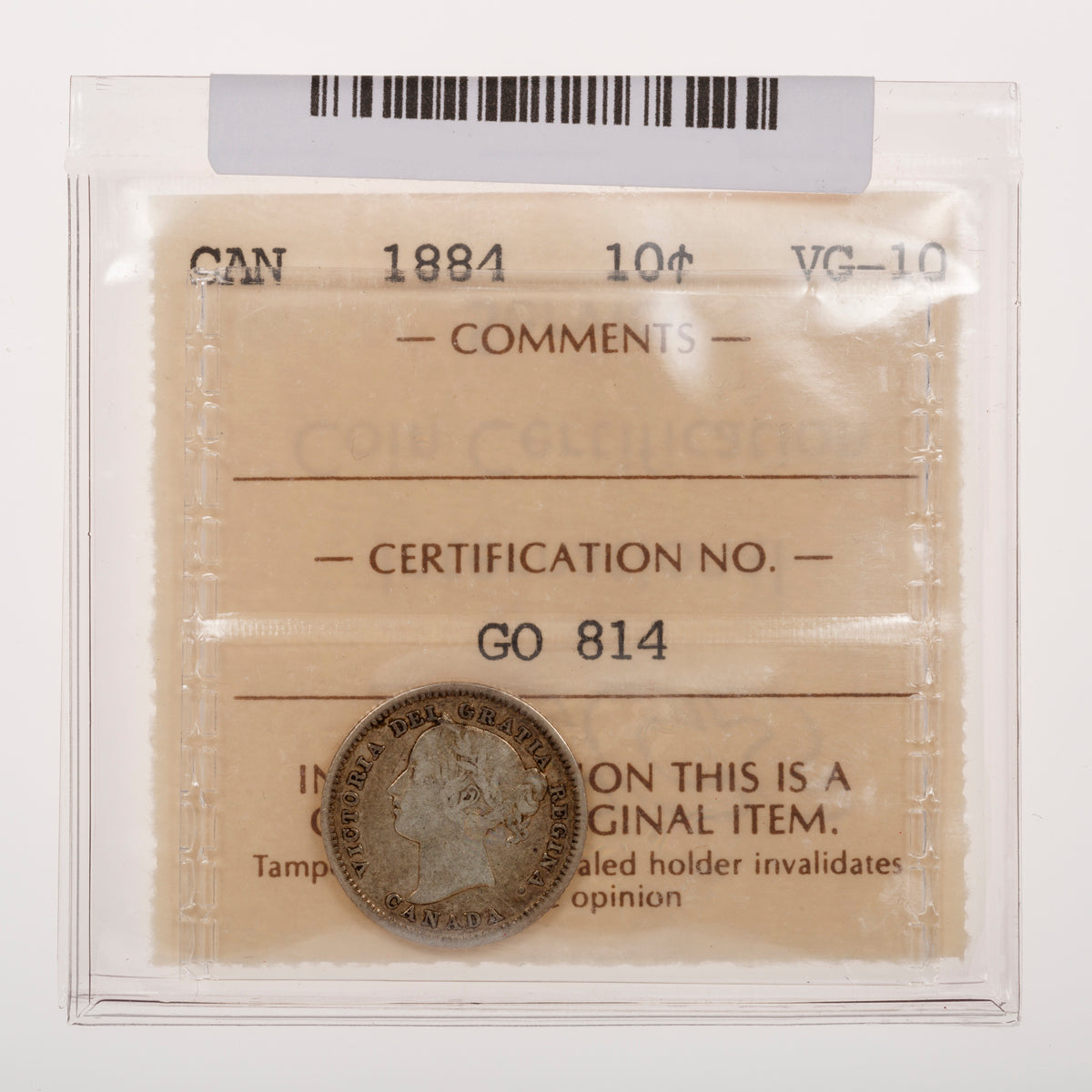 10 Cent 1884 ICCS VG-10