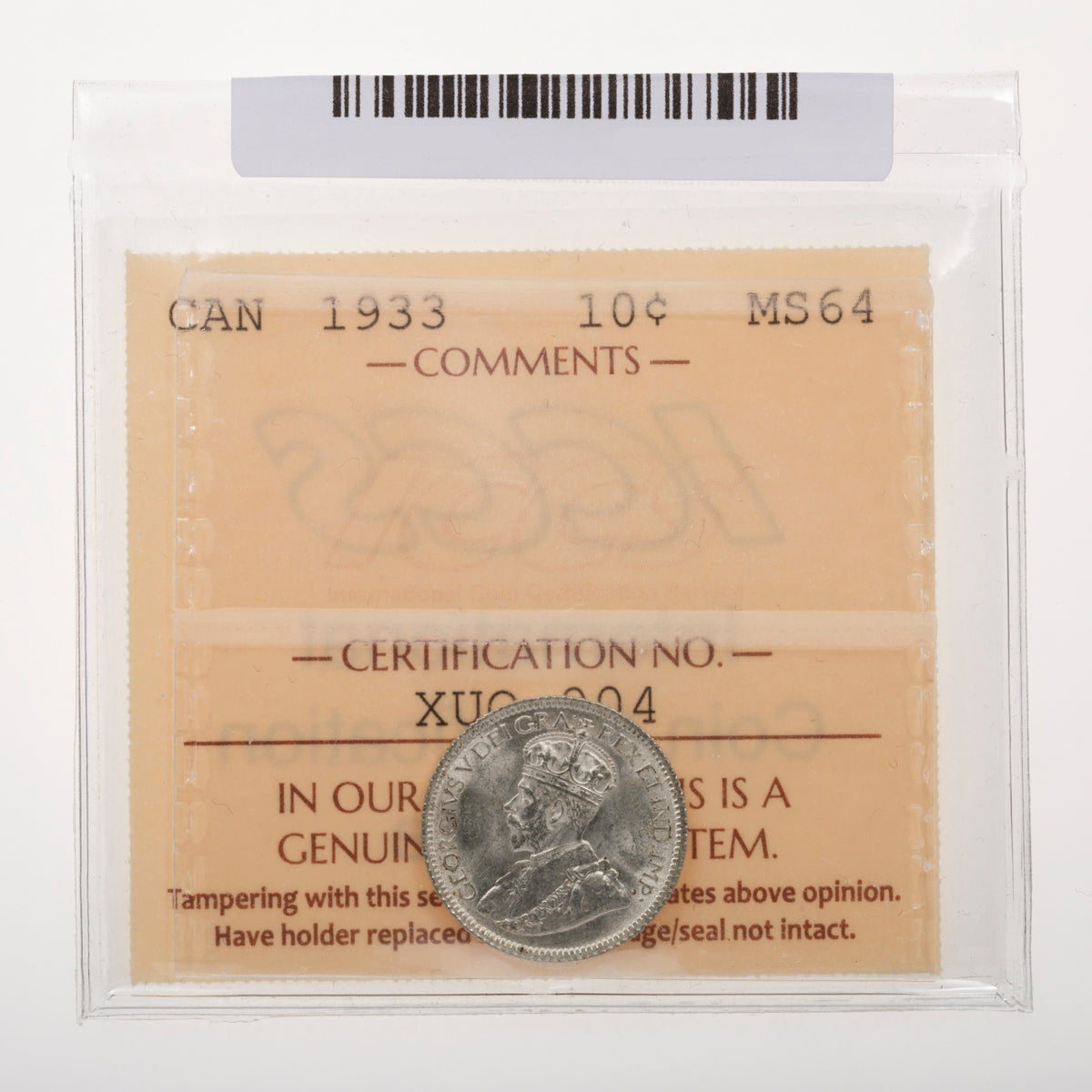 10 Cent 1933 ICCS MS-64