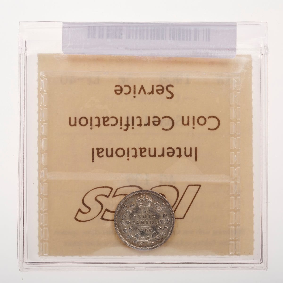 5 Cent 1908 small 8 ICCS EF-40