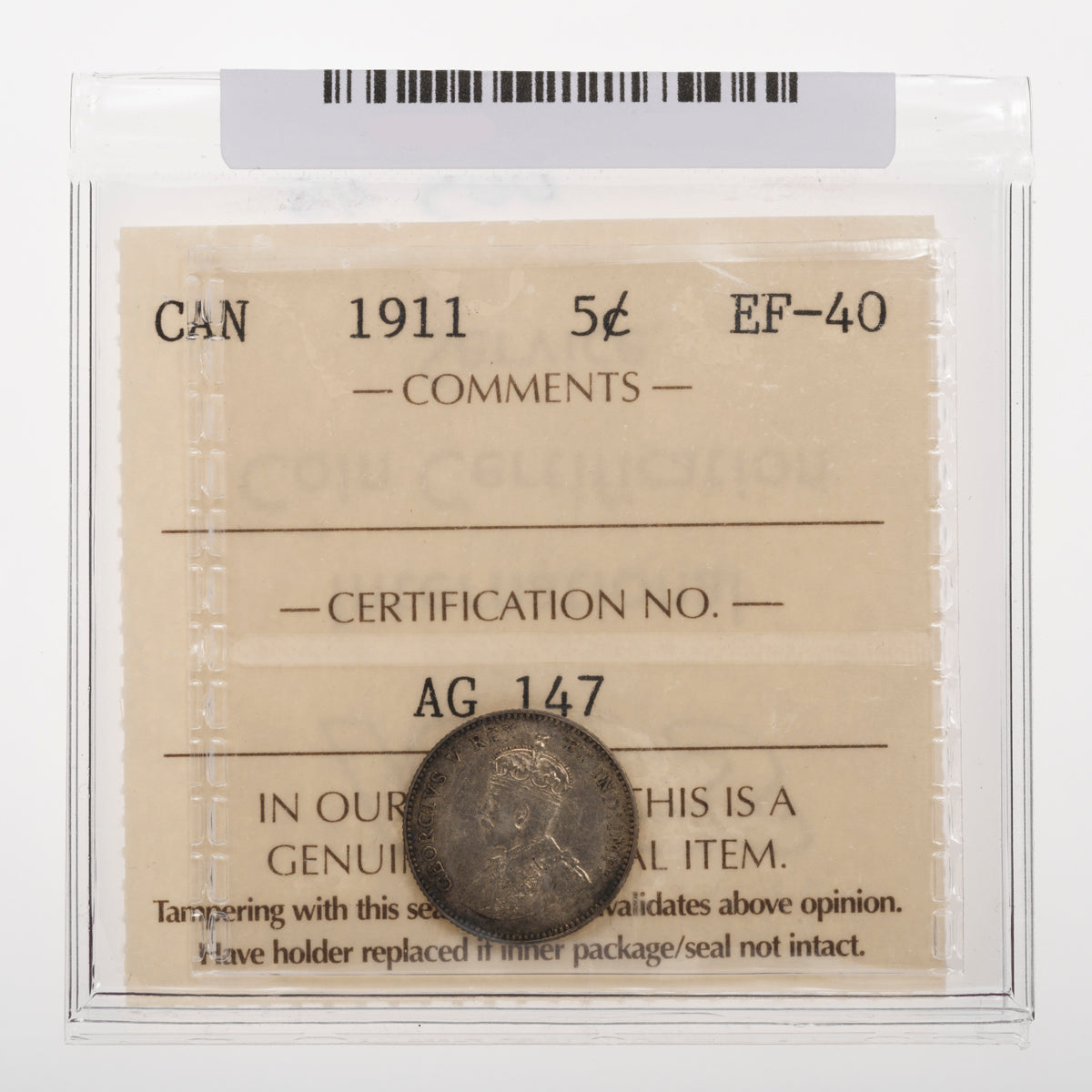 5 Cent 1911 ICCS EF-40