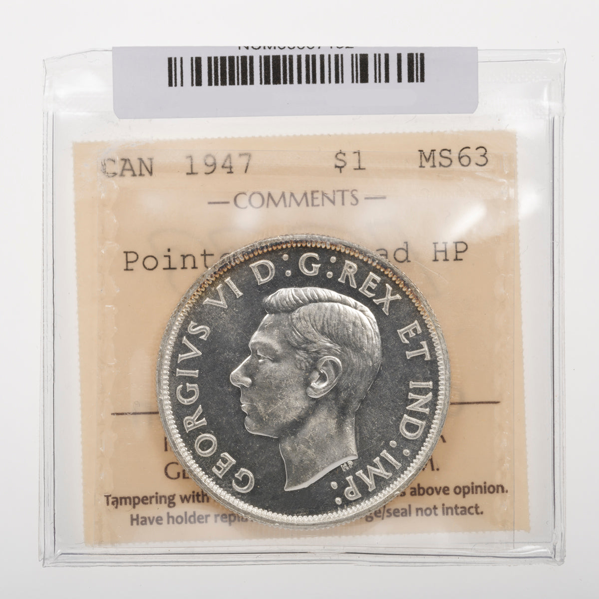 $1 1947 Pointed 7; Quad HP ICCS MS-63