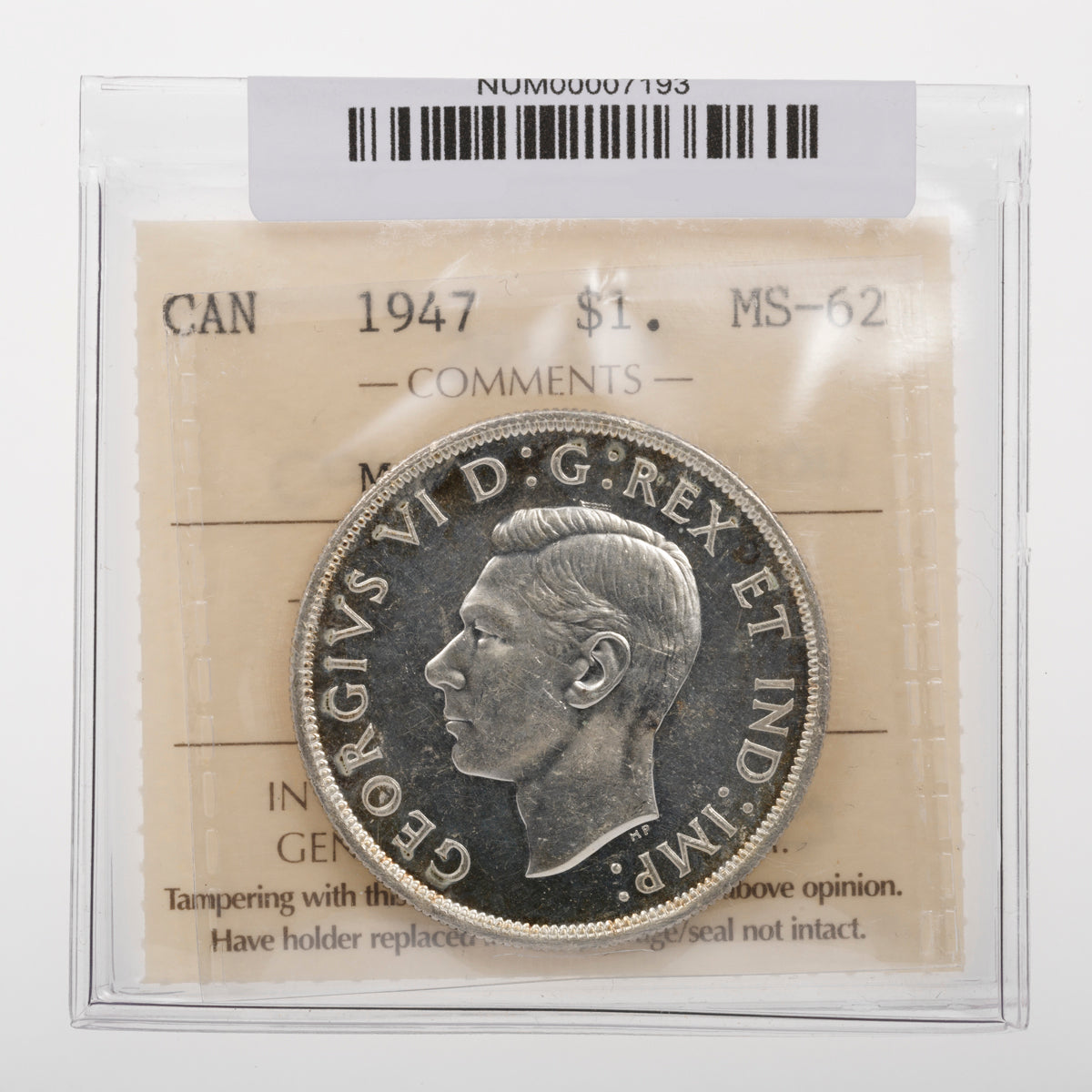 $1 1947 Maple Leaf ICCS MS-62