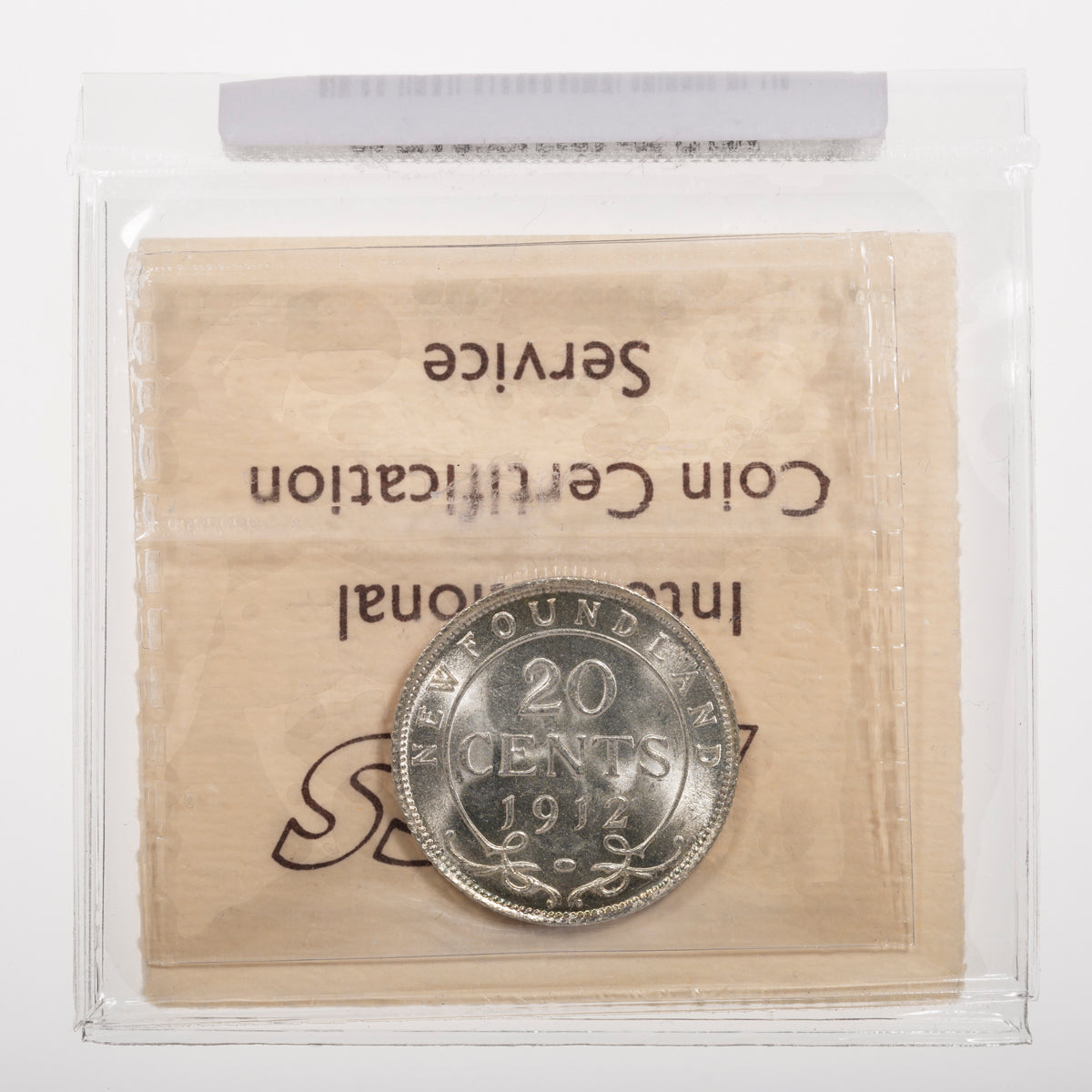 NFLD 20 Cent 1912 ICCS MS-63