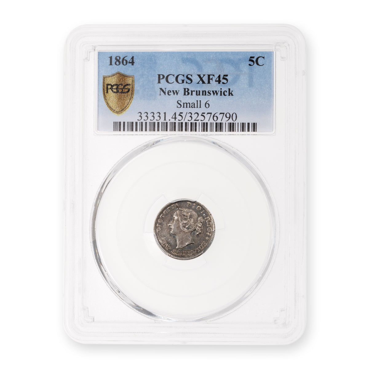 NB 5 Cent 1864 Small 6 PCGS EF-45