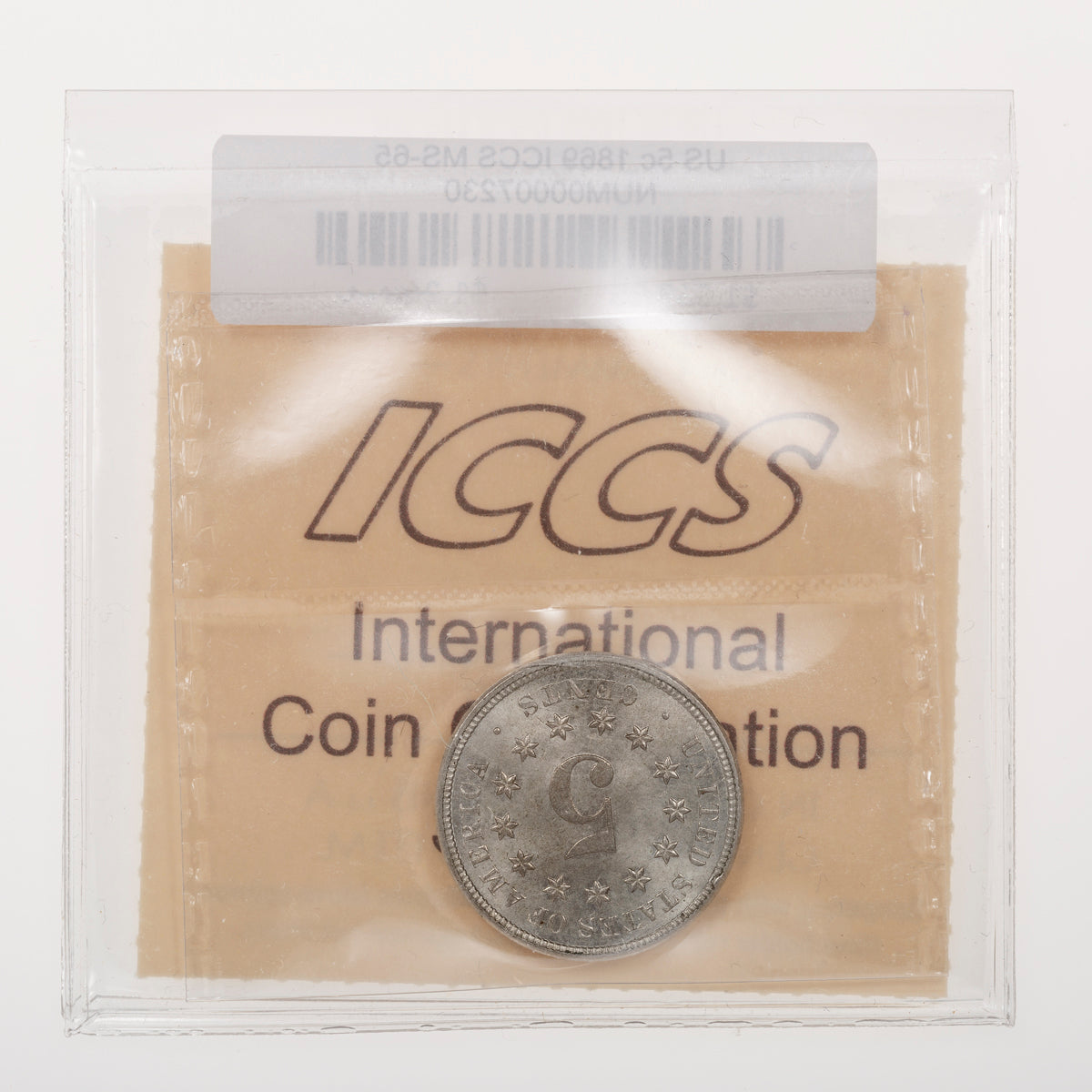 US 5 Cent 1869 ICCS MS-65