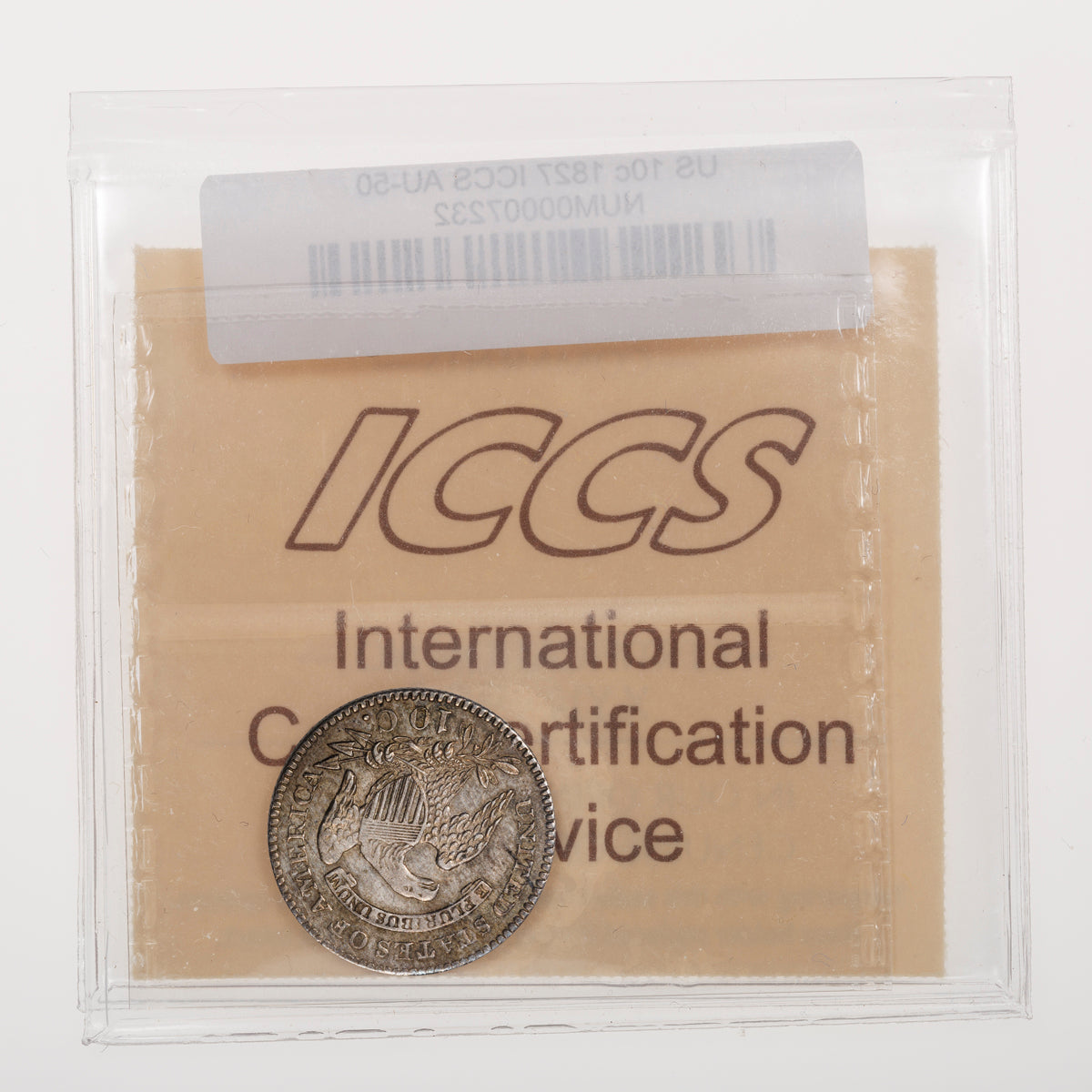 US 10 Cent 1827 ICCS AU-50